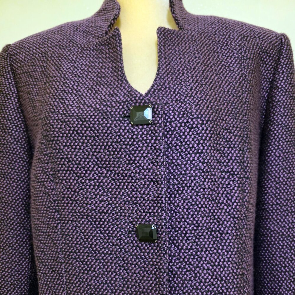 Women's BIGIO COLLECTION Tweed Purple Blazer Suit Jacket Plus Size 16 EUC - Picture 2 of 7